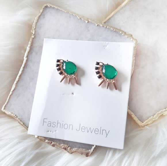 Faux Gemstone Stud Earrings - Picture 1 of 9